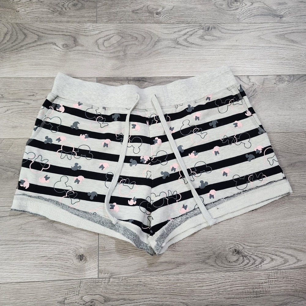Disneyland Minnie &‎ Mickey Striped Shorts Pants Summer Comfort Womens Size XL